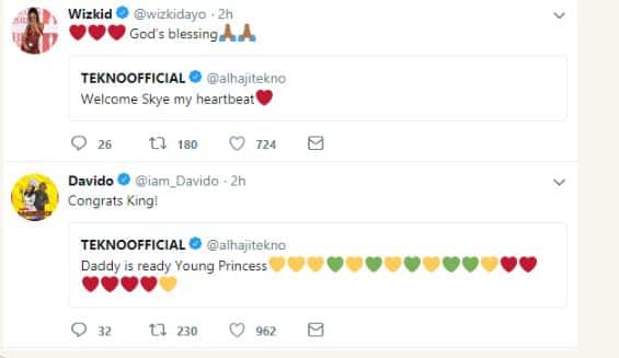  Tekno welcoming a baby girl