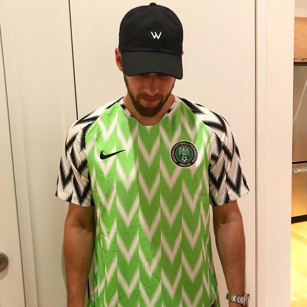 American man excited as Nigerian man sent him a jersey after World Cup meeting